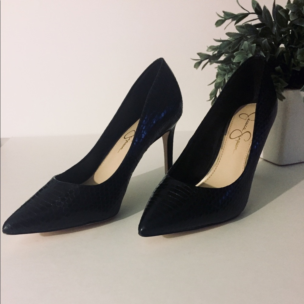 Jessica Simpson faux Snake Skin black pump